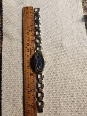 Fossil Silver Bracelet Watch with Blue Face